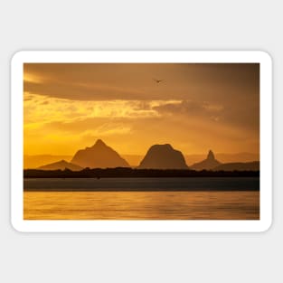 Sunset, Glasshouse Mountains: Bribie Island View Sticker